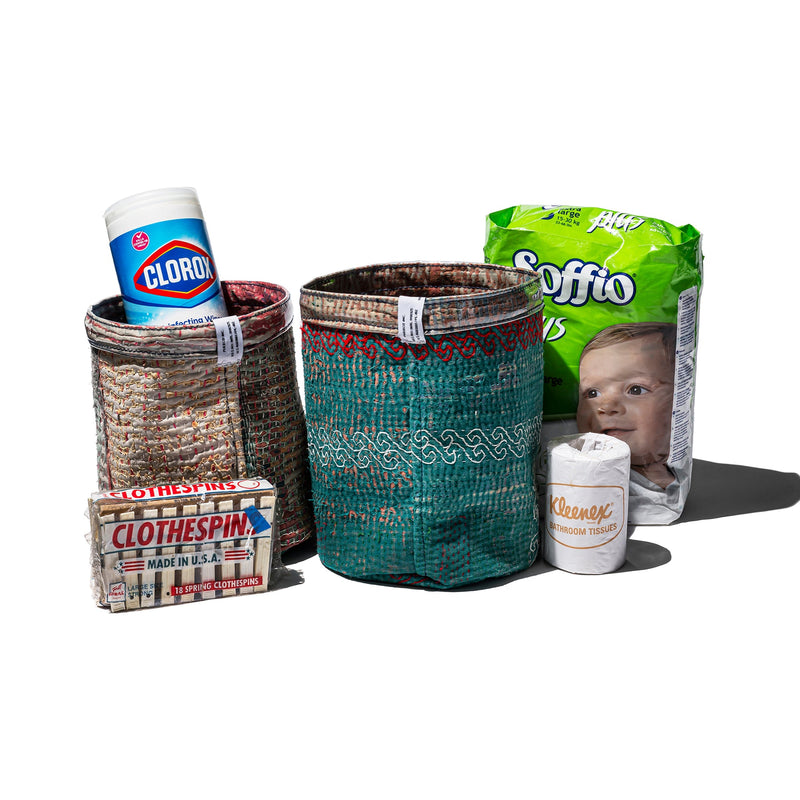 Covered Vintage Kantha Quilt Organizer