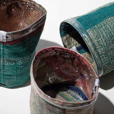 Covered Vintage Kantha Quilt Organizer