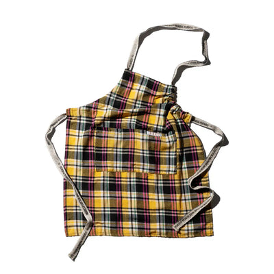 Recycle Cotton Check Apron Yellow Puebco 303031 3