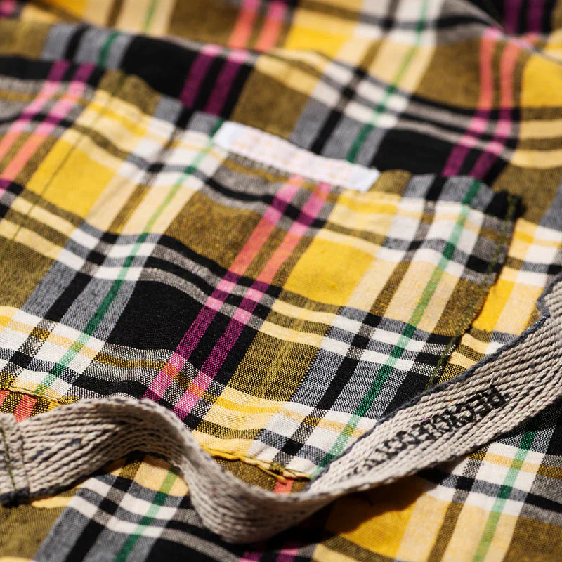 Recycle Cotton Check Apron Yellow Puebco 303031 4