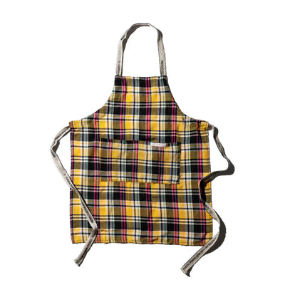 Recycle Cotton Check Apron Yellow Puebco 303031 1