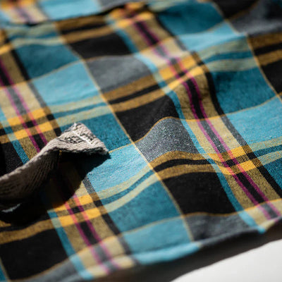 Recycle Cotton Check Apron Blue Puebco 303048 4