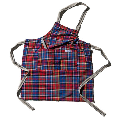 Recycle Cotton Check Apron / Red x Blue