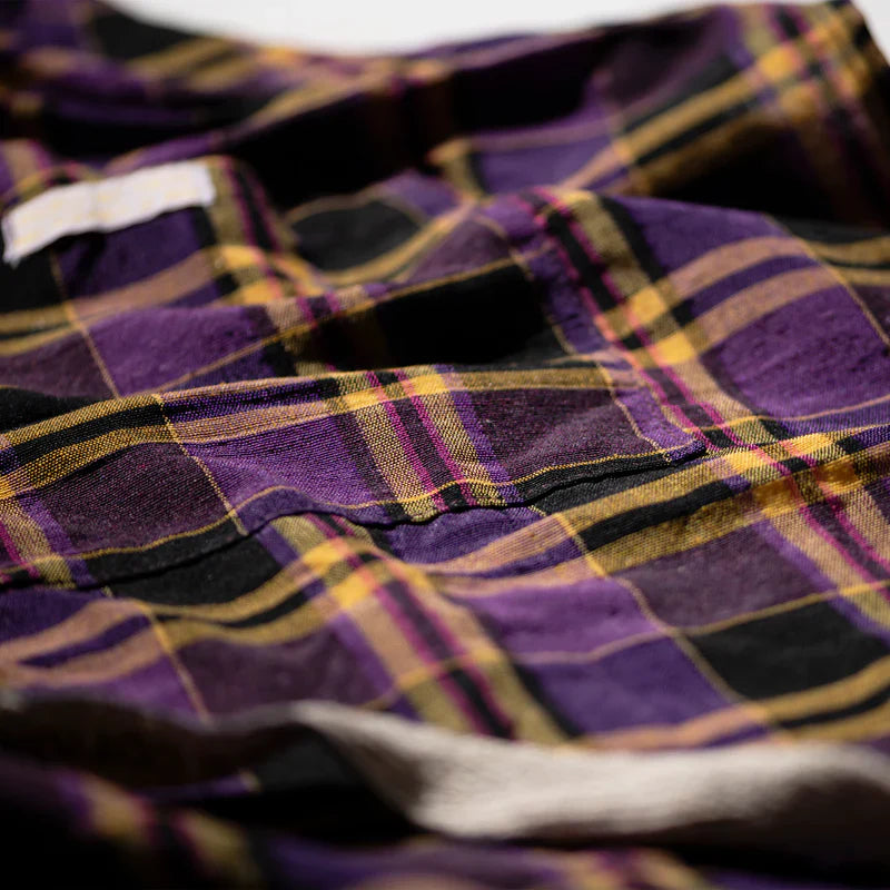 Recycle Cotton Check Apron Purple Mix Puebco 303253 3