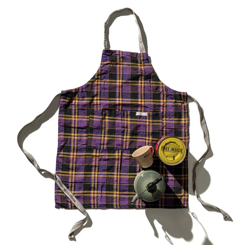 Recycle Cotton Check Apron Purple Mix Puebco 303253 2