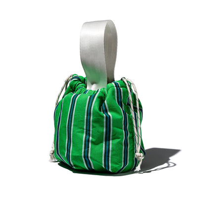 Shirt Fabric Drawstring Bag Green Stripe 8