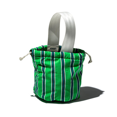 Shirt Fabric Drawstring Bag Green Stripe 2