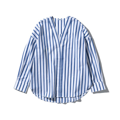 Cotton Stripe Shirt V Neck 3