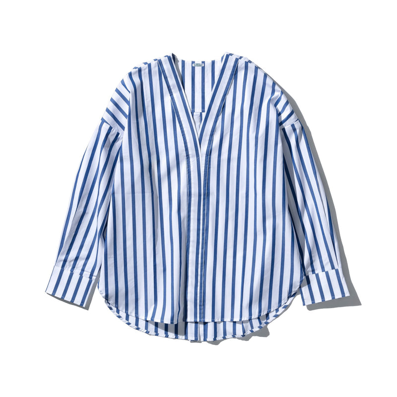 Cotton Stripe Shirt V Neck 3