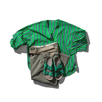 Cotton Stripe Shirt V Neck 1