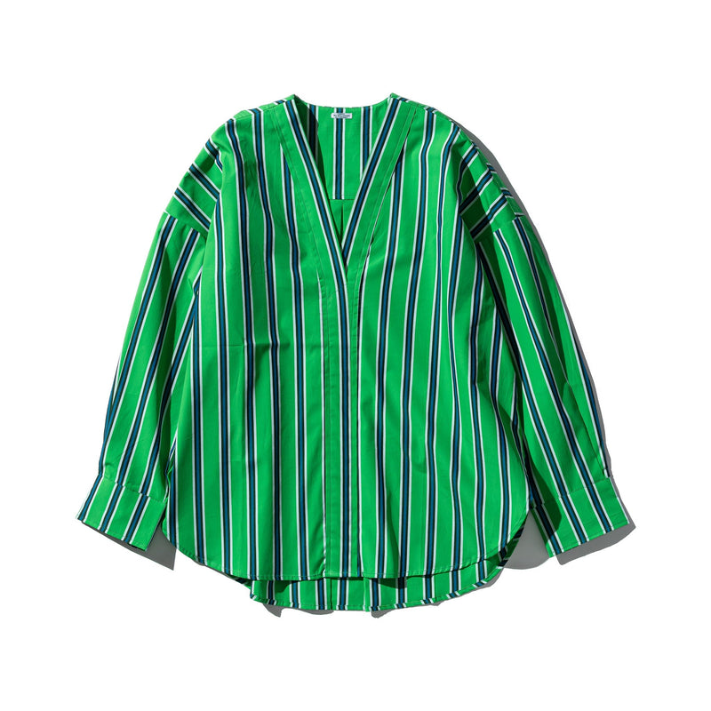 Cotton Stripe Shirt V Neck 4