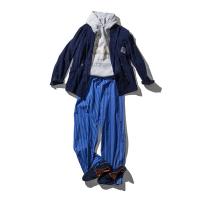 Cotton Stripe Regular Pants Blue 8