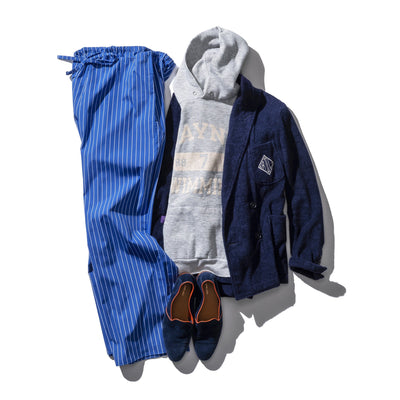 Cotton Stripe Regular Pants Blue 1