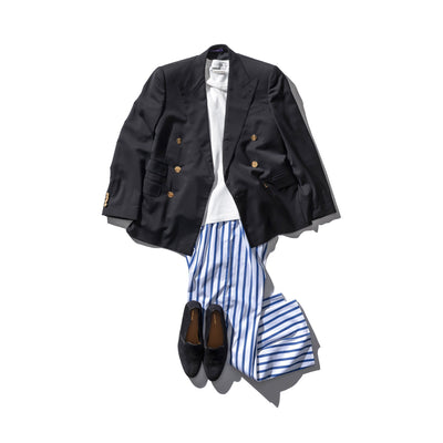 Cotton Stripe Regular Pants Blue 9