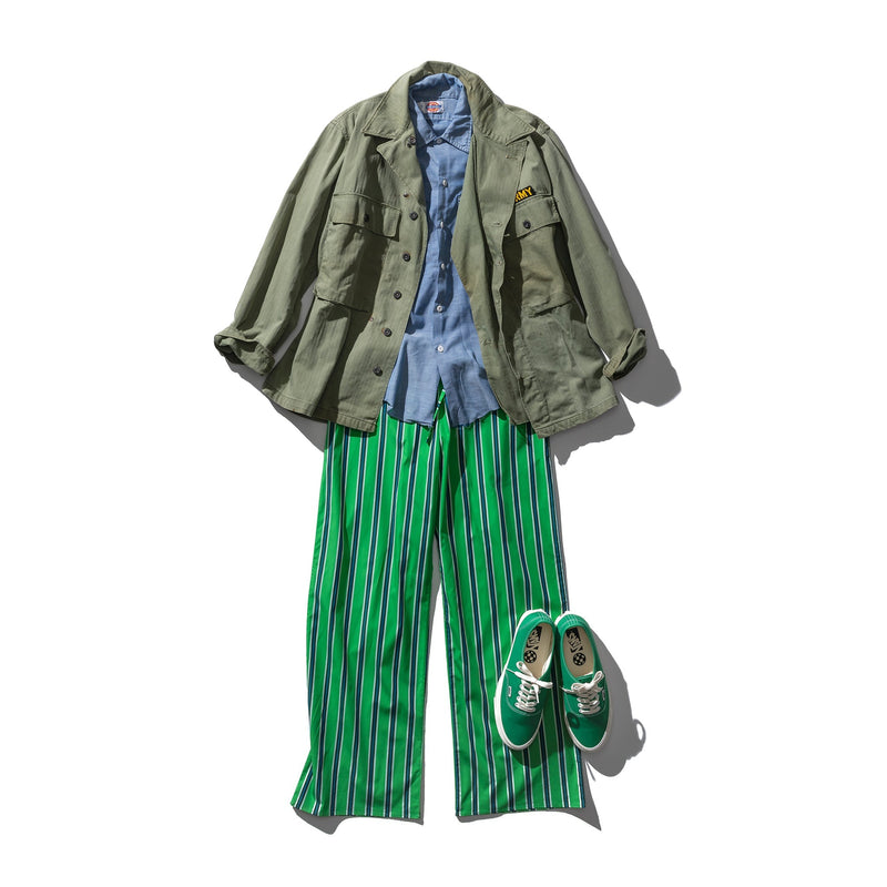 Cotton Stripe Regular Pants Blue 10