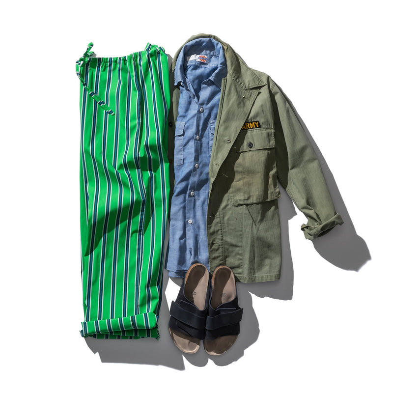 Cotton Stripe Regular Pants Blue 13