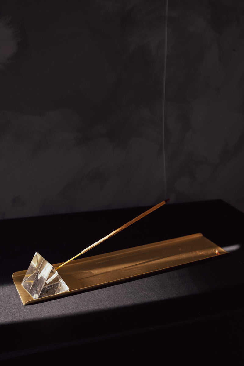 PRISM INCENSE HOLDER W/BRASS TRAY