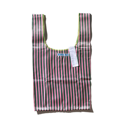 School Tie Fabric Bag - Dark Green x Pink