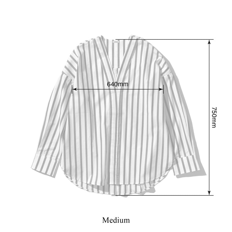 Cotton Stripe Shirt V Neck 8