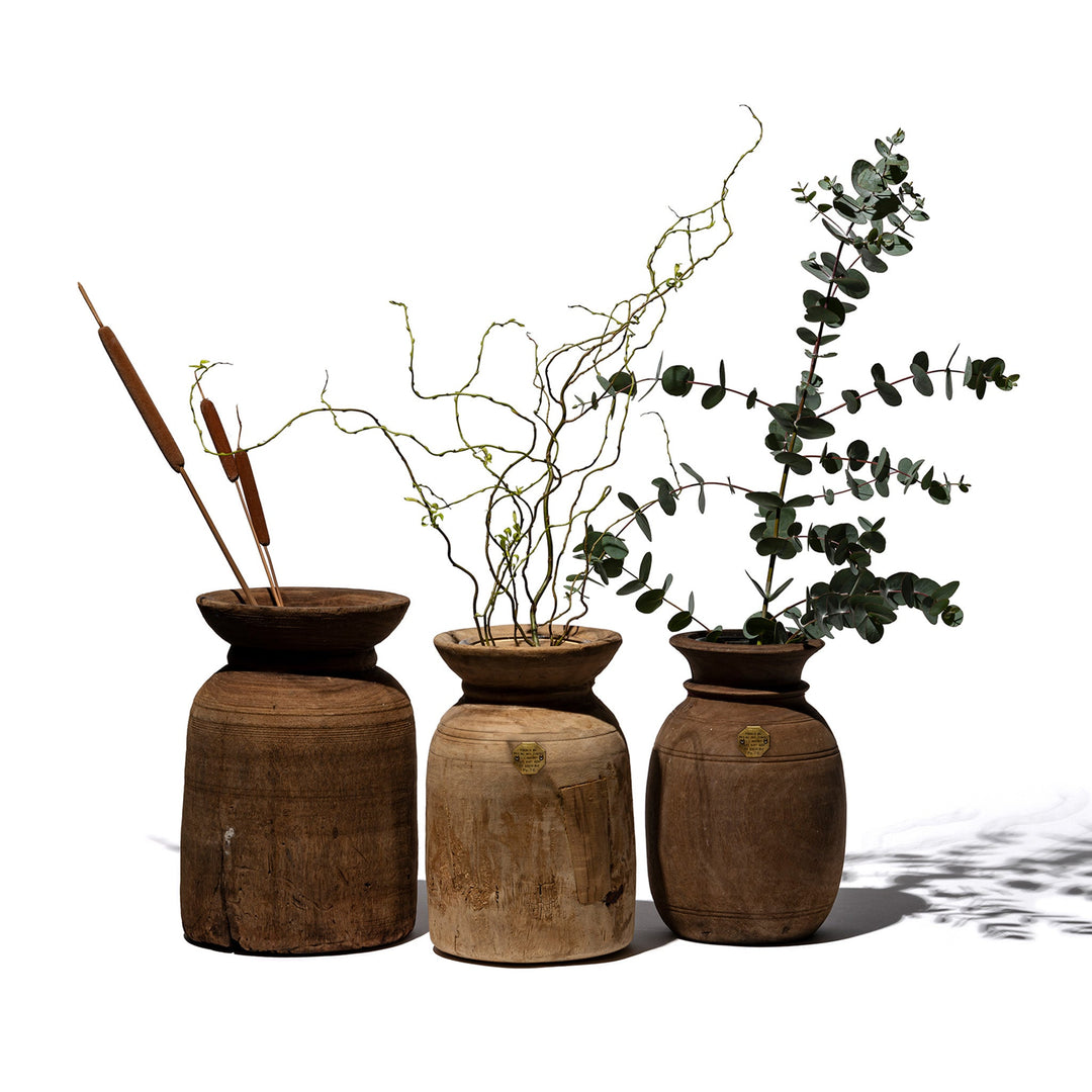 【Puebco】Vintage Wooden Pot VINTAGE WOODEN POT W/GLASS CYLINDER – PUEBCO ONLINE MARKET