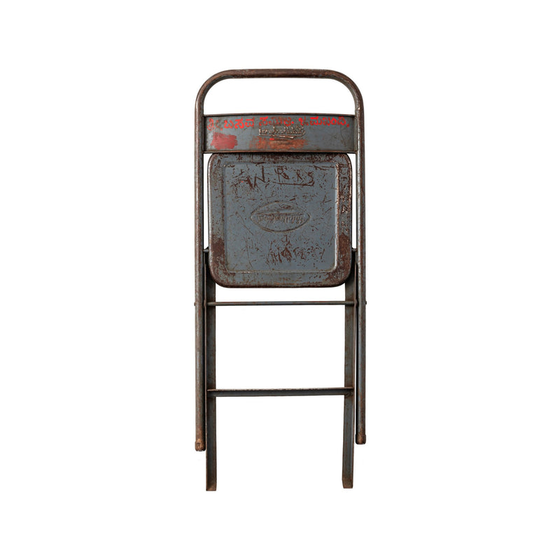 VINTAGE STEEL FOLDING CHAIR / GRAY