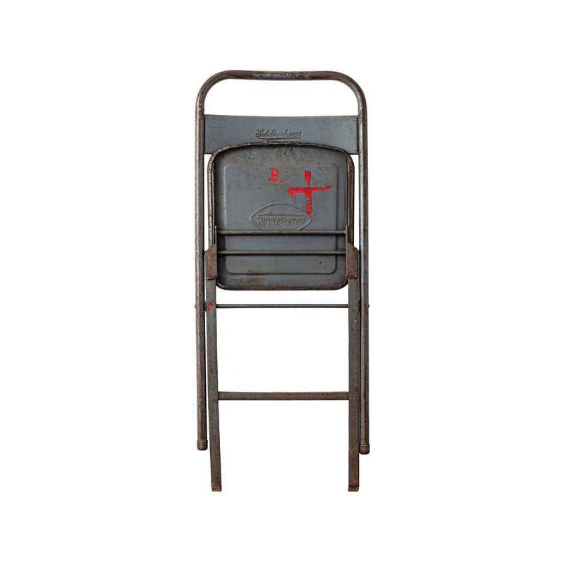 VINTAGE STEEL FOLDING CHAIR / GRAY