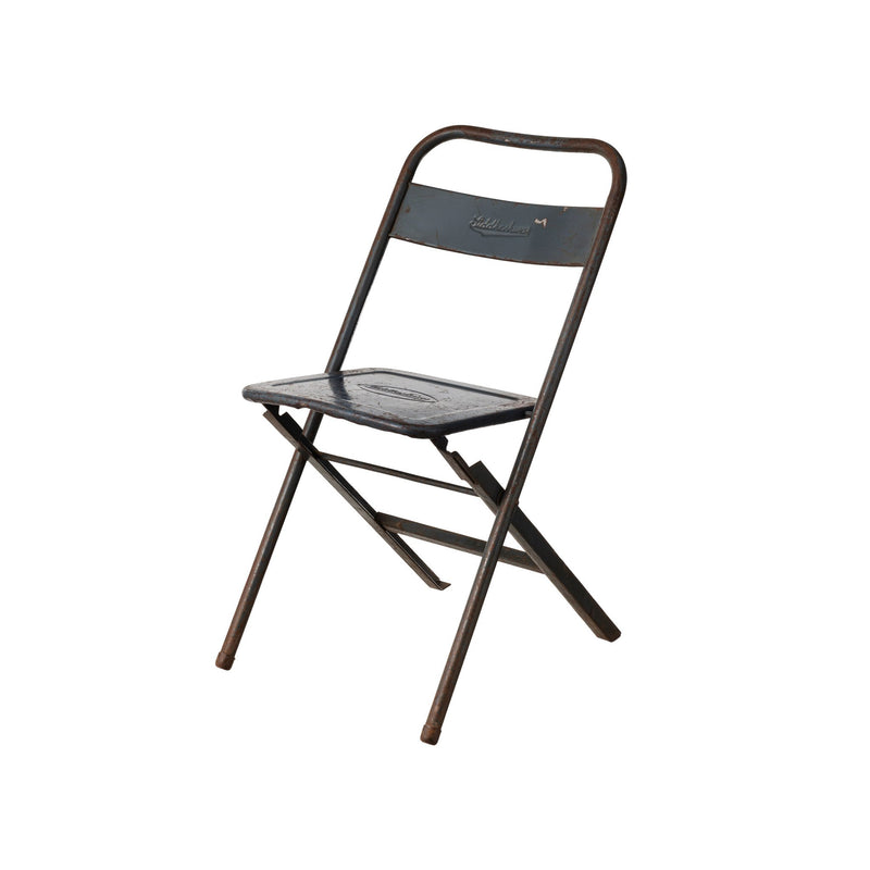 VINTAGE STEEL FOLDING CHAIR / GRAY