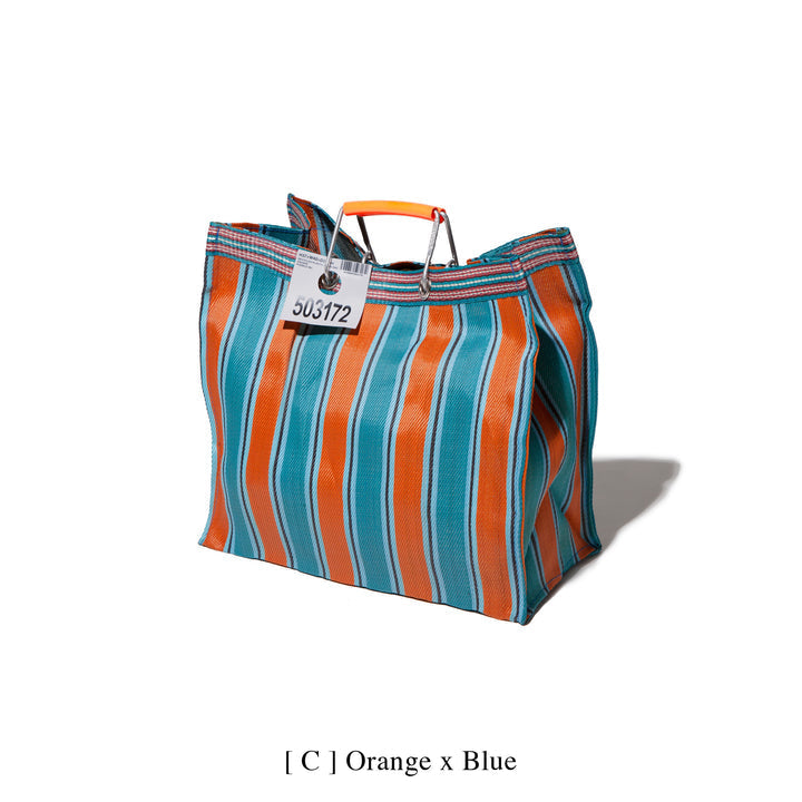 Handmade Orange and Blue plastic bag made from recycled materials