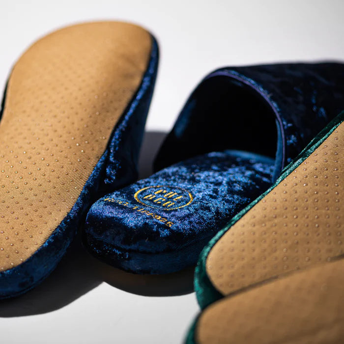 Blue velvet slippers online